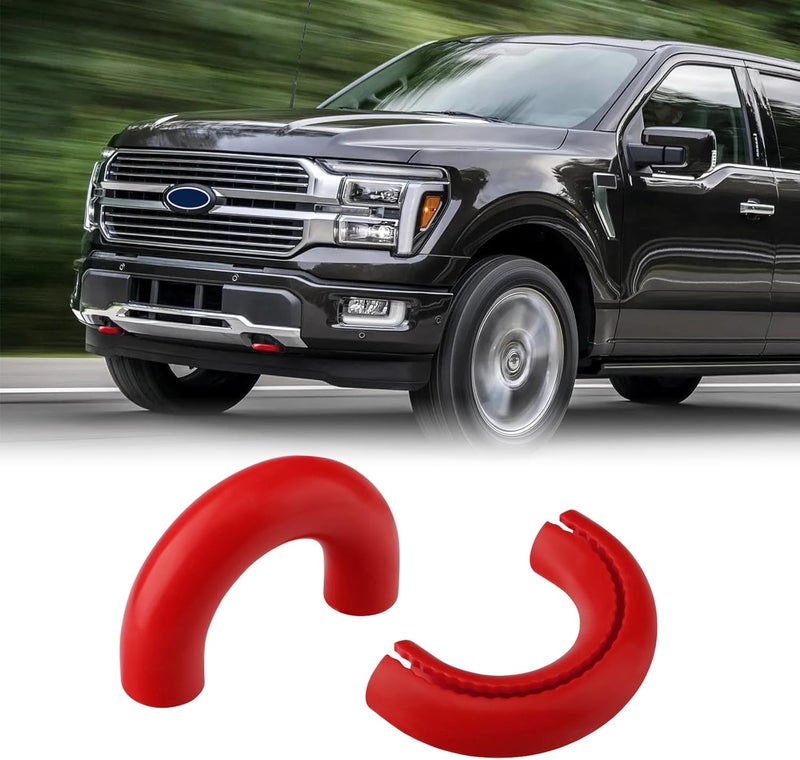 TECHPICCO Tow Hooks Covers for Ford F150 2004-2026 Bronco Base/Big Bend/Outer Banks 2021-2026 Compatible with Toyota Tundra Accessories 2017-2021 (Red) - Image 1